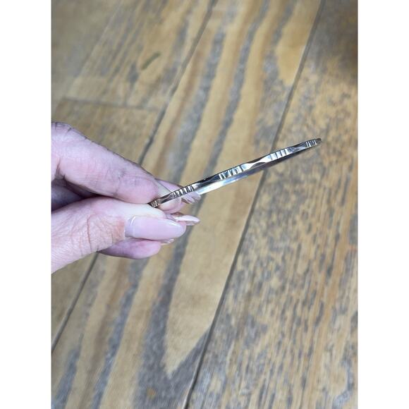 Vintage Mexico 925 Sterling Silver Stamped Bangle Minimalist Southwest Style - Picture 8 of 12